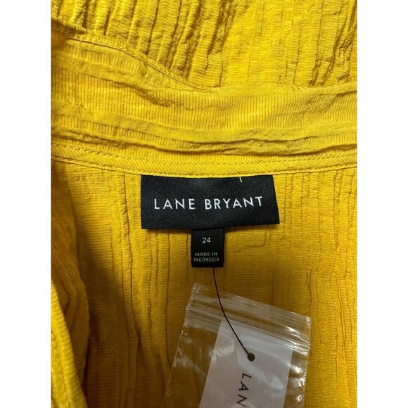 Lane Bryant Mustard Yellow Blouse with Built in Neck Tie Size 24 - Picture 5 of 10